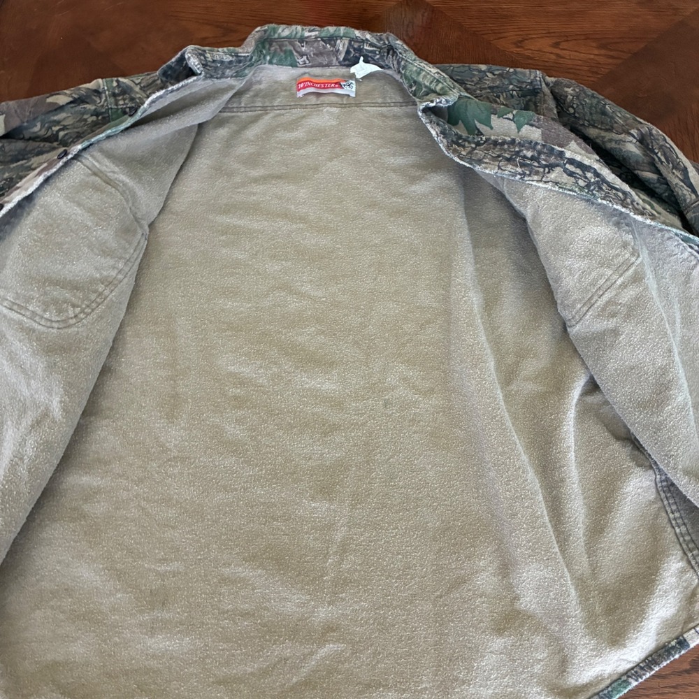 Vtg Winchester Camo Flannel Button‎ up Shirt Mens XL Treebark Camouflage Hunting - Picture 8 of 9